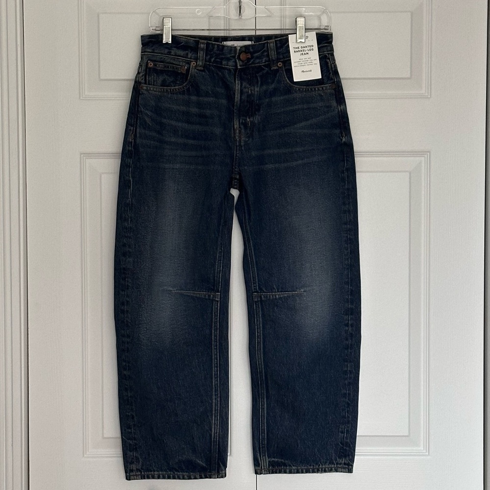 NEW MADEWELL The Petite Darted Barrel-Leg Jean Danver Wash Rigid Denim Size 25P - Picture 4 of 8